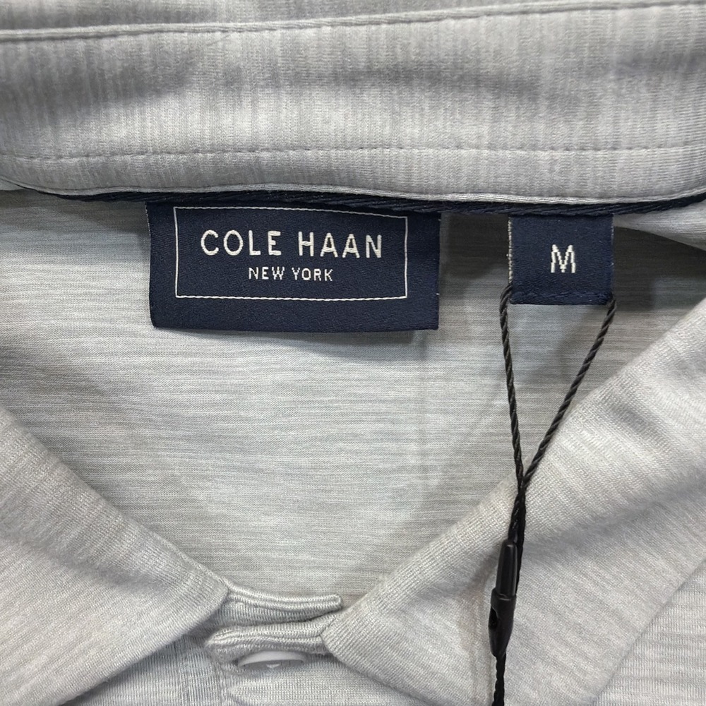 Cole Haan Founders Polo Shirt Mens Medium Grey Space Dye Tipped CHMPOLO_04 NWT - Picture 3 of 14